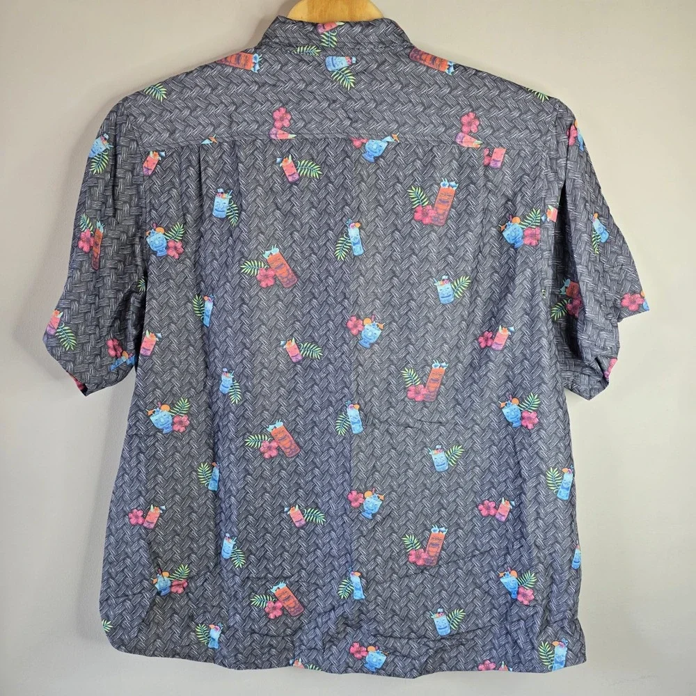 Tommy Bahama Coconut Point Tiki Cocktail Shirt Mens 2XLT Grey Floral Coolmax - Picture 2 of 7